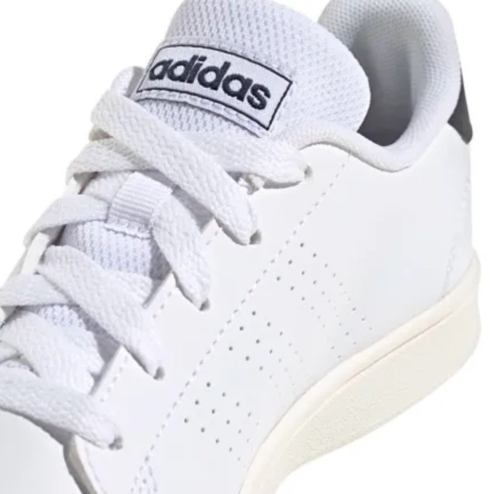 New ADIDAS ADVANTAGE WHITE / BLACK KIDS LACE SHOES SNEAKERS - Picture 3 of 15